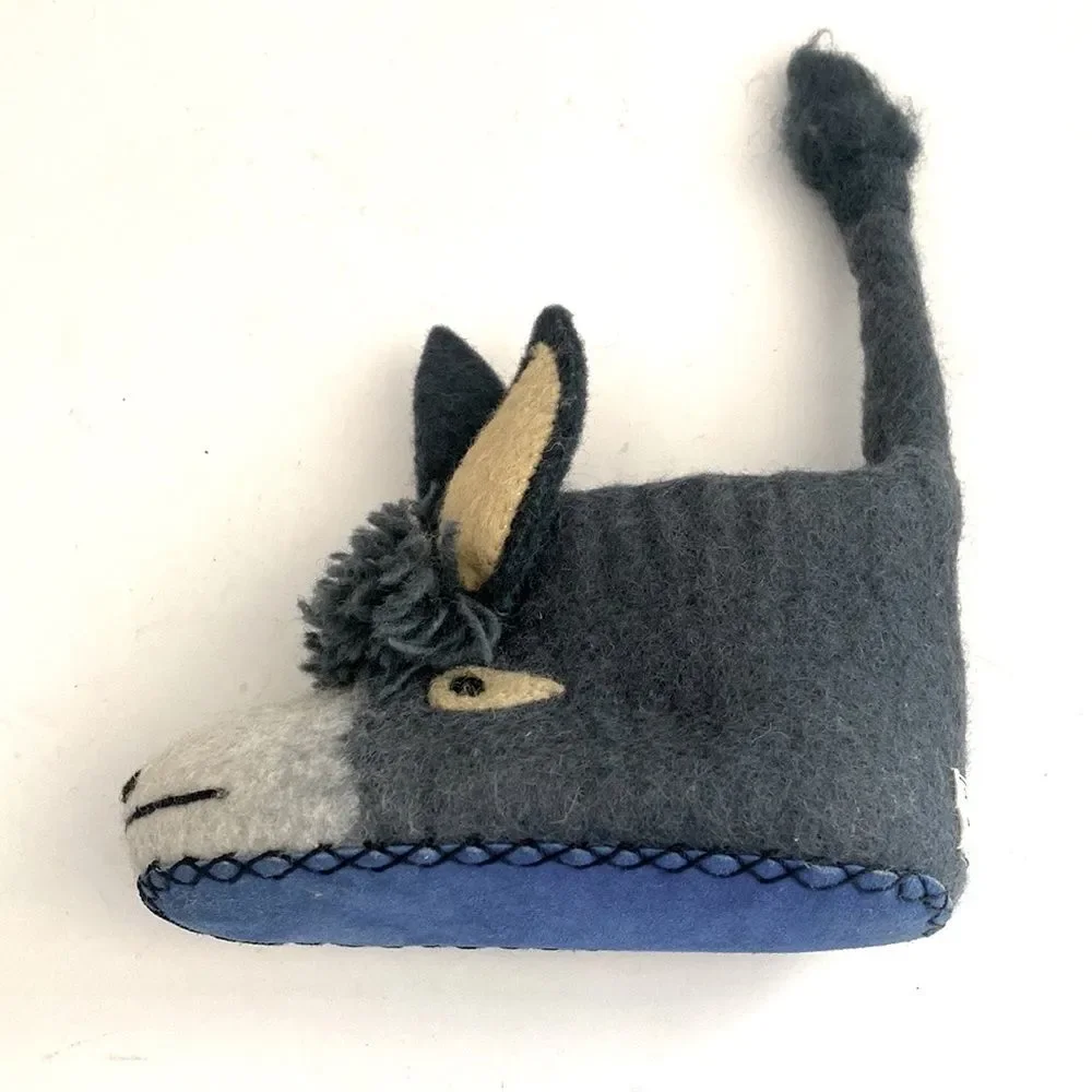 See Heart Felt Wool Felt Donkey Slippers Tails as pull-up Wool Felt Hand Crafted